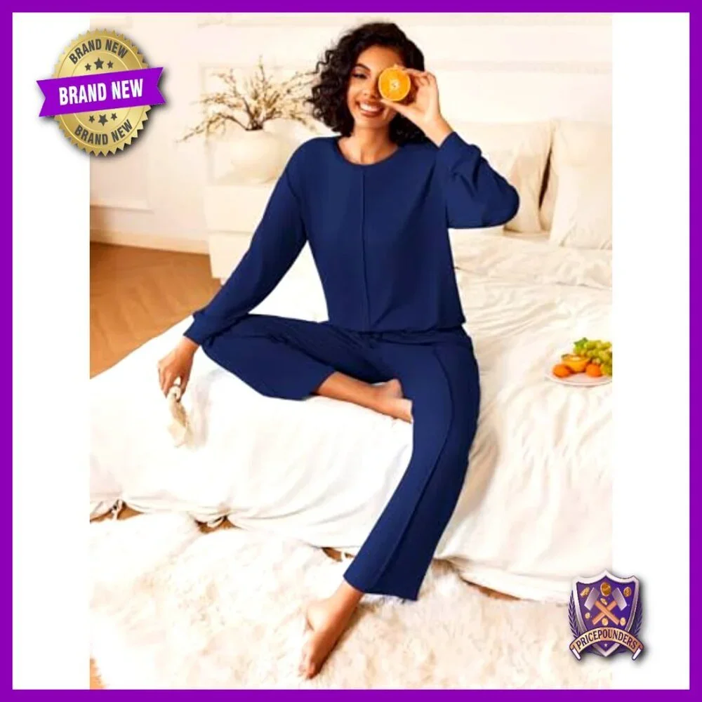 Long Sleeve Pajama Set with Pockets, Cozy Lounge Wear, Size Small